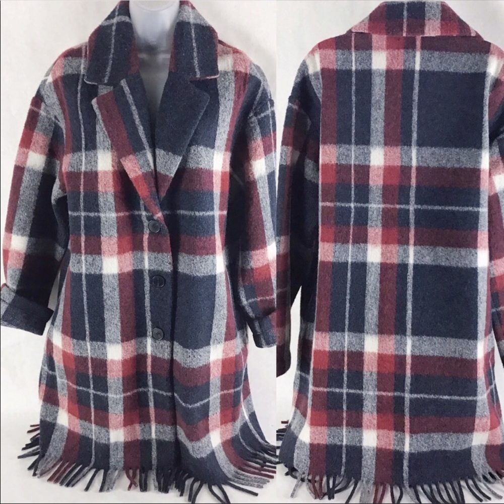 Tahari Plaid fringed Coat.
